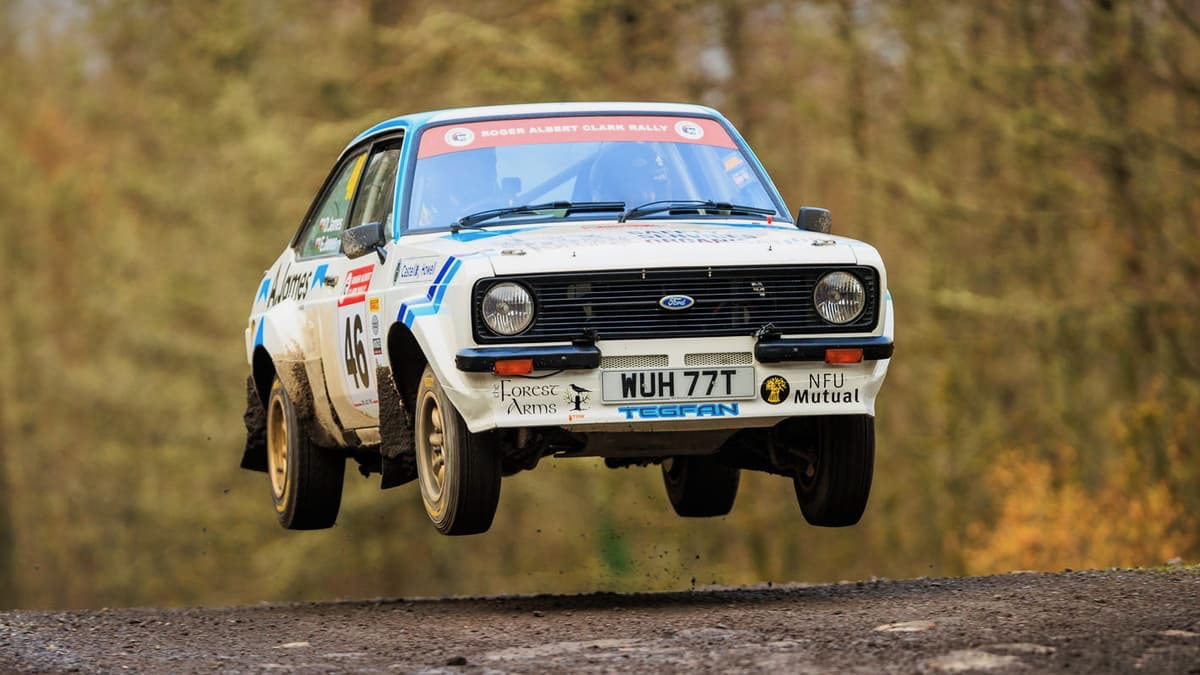 Ford Escort rally car jumping