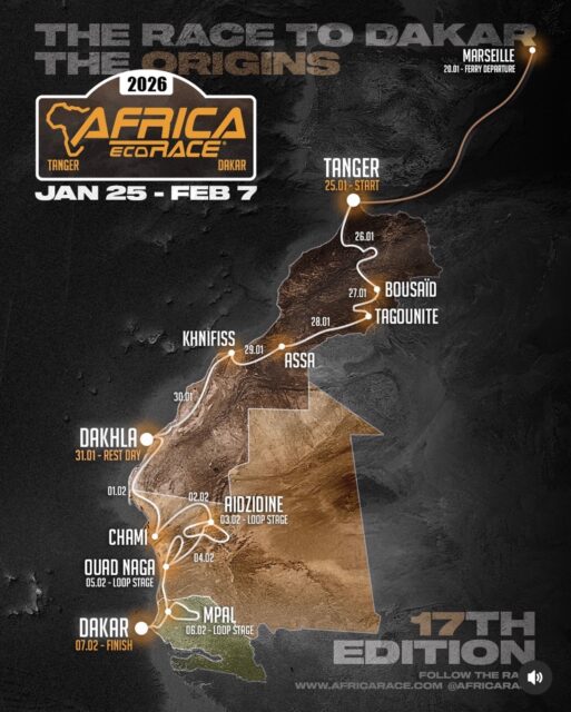 @africaecorace have announced the route for Januarys race to Dakar. What an incredible adventure we have ahead of us!

#GuinchoRacing #RallyRaidIberia#OffRoadPortugal #SpainRallyRaid #MoroccoDesertRally #DakarDreaming#Classic4x4Adventure #RangeRoverRally #IberianRallyTeam #AfricaEcoRaceReady #globalexposure #originaldakar #wearerally