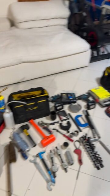 No idea what we will do with half of this kit. Most of @africaecorace is on board the ferry from Marseille with their support trucks, we are working out how to get all of this into the boot of the car!